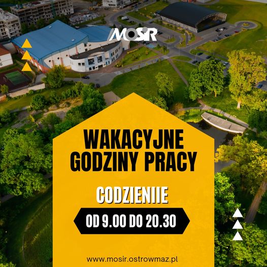 plakat wakacyjne godziny pracy MOSIR