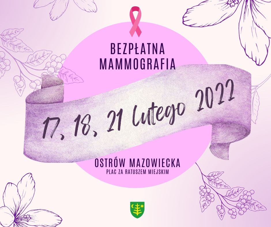 Plakat zachęcający do skorzystania z bezpłatnej mammografii 
