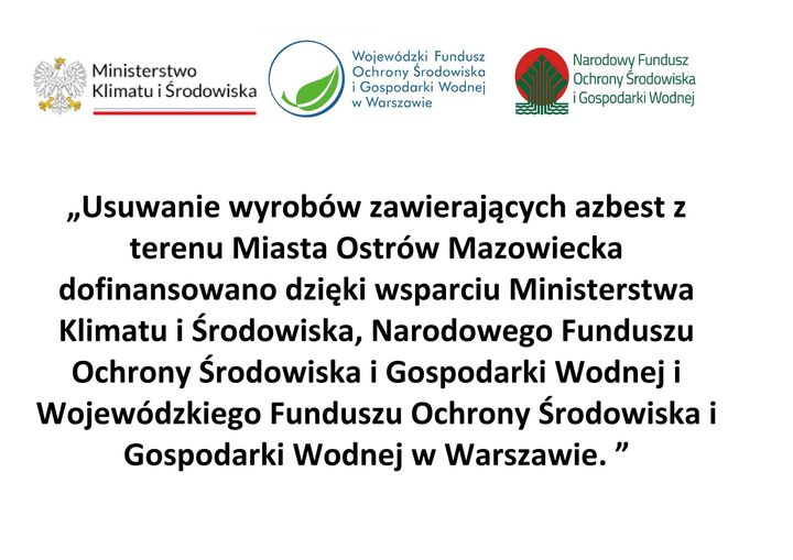 plakat dotacja na usuwanie wyrobów zawierających azbest