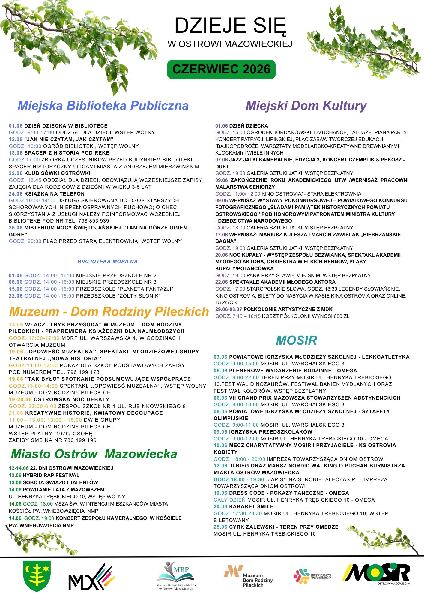 informacje dotyczące wydarzeń które odbędą się w czerwcu
