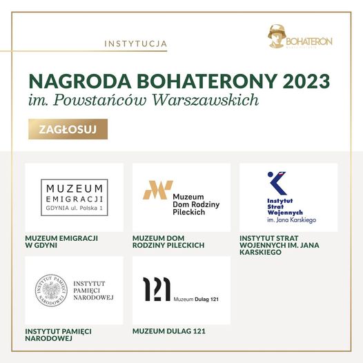 Nasze Muzeum Dom Rodziny Pileckich zostało nominowane do Nagrody Bohaterony 2023  BohaterON - możecie głosować na Muzeum do 9 października Codziennie z  każdego urządzenia