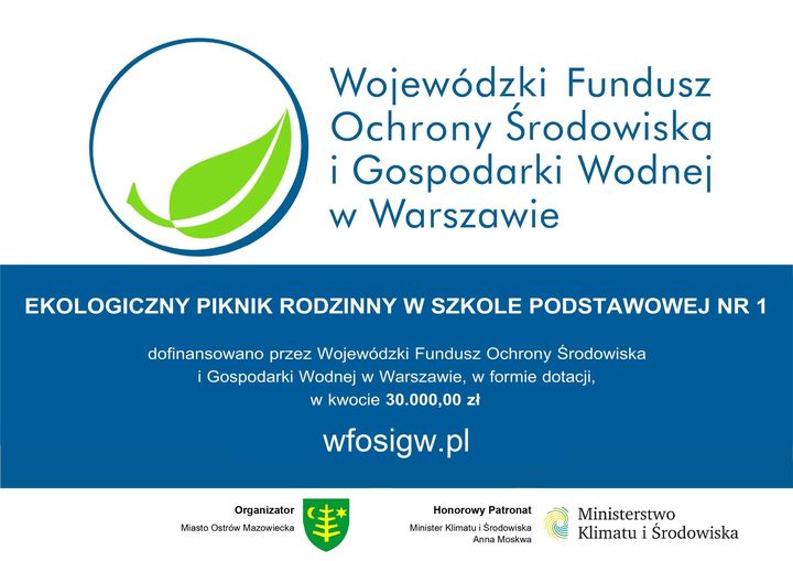 plakat Ekologiczny piknik rodzinny w Szkole Podstawowej nr 1,  14 czerwca 2023 w godz. 10.00-14.00 odbędzie się 