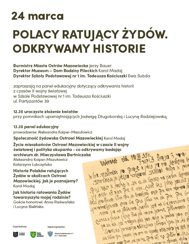 plakat opisujący wydarzenia związane z upamiętnieniem Polaków pomagający żydom