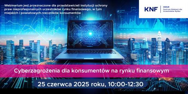 laptop na tle miasta z krótkim opisem
