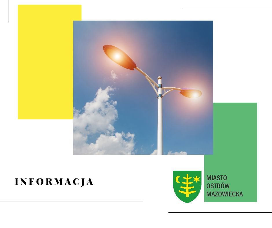 widoczna lampa miejska i napis informacja