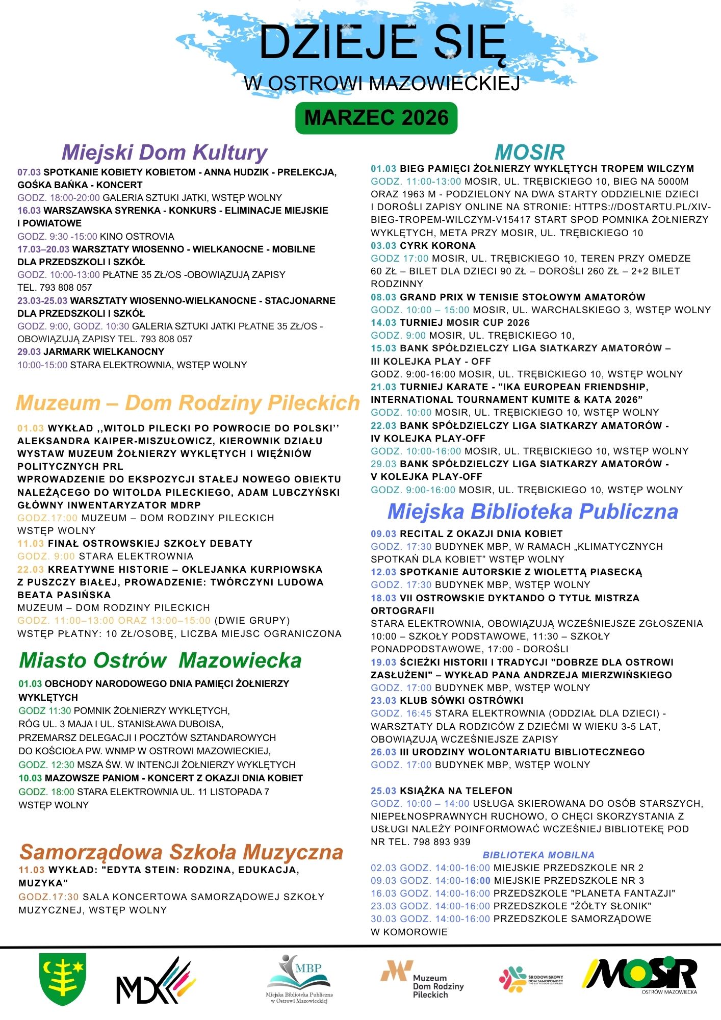 wydarzenia jakie odbędą się w marcu