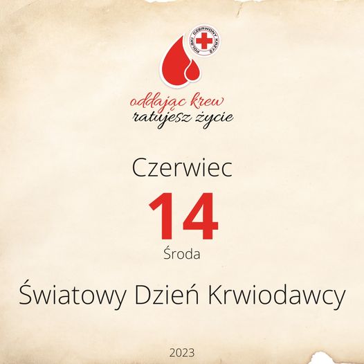 plakat 14 czerwca Światowy Dzień Krwiodawcy