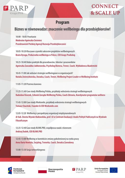 zapraszamy do wzięcia udziału w wydarzeniu pt. „Biznes w równowadze; znaczenie wellbeingu dla przedsiębiorców”