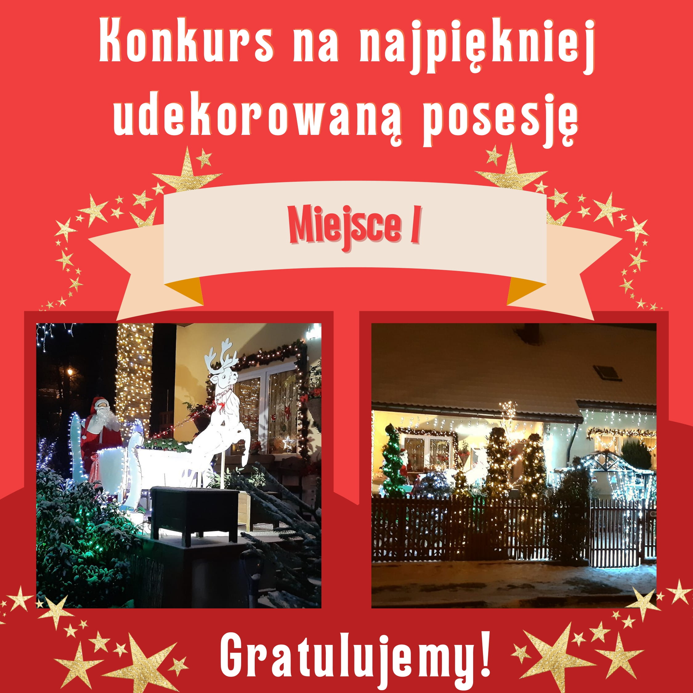 Grafika przedstawiająca pierwsze miejsce w konkursie na najpiękniej udekorowaną posesję