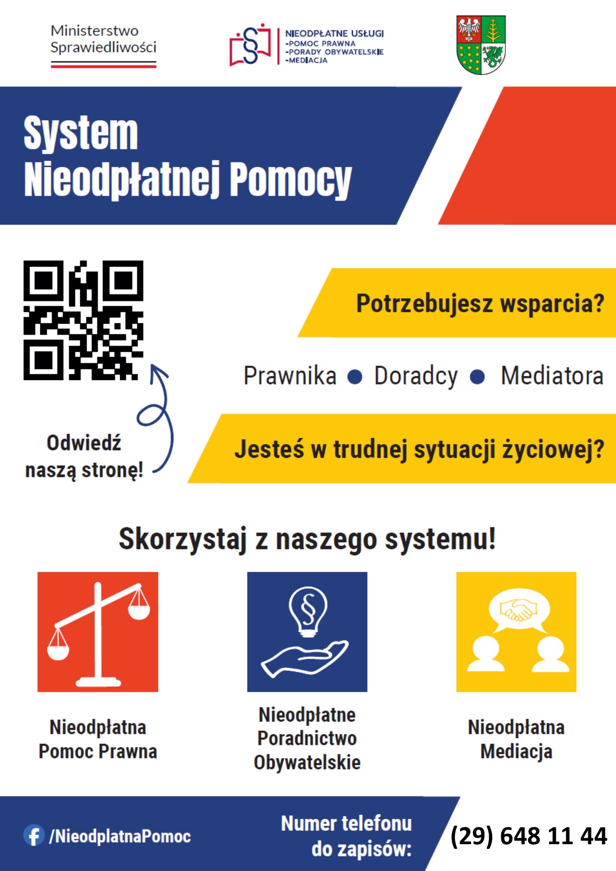 Ministerstwo Sprawiedliwości NIEODPŁATNE USŁUGI -POMOC PRAWNA -PORADY OBYWATELSKIE -MEDIACJA System Nieodpłatnej Pomocy Potrzebujesz wsparcia? Prawnika Doradcy Mediatora Odwiedź naszą stronę! Jesteś w trudnej sytuacji życiowej? Skorzystaj z naszego systemu! Nieodpłatna Pomoc Prawna Nieodpłatna Pomoc Nieodpłatne Poradnictwo Obywatelskie Numer telefonu do zapisów: Nieodpłatna Mediacja (29) 648 11 44