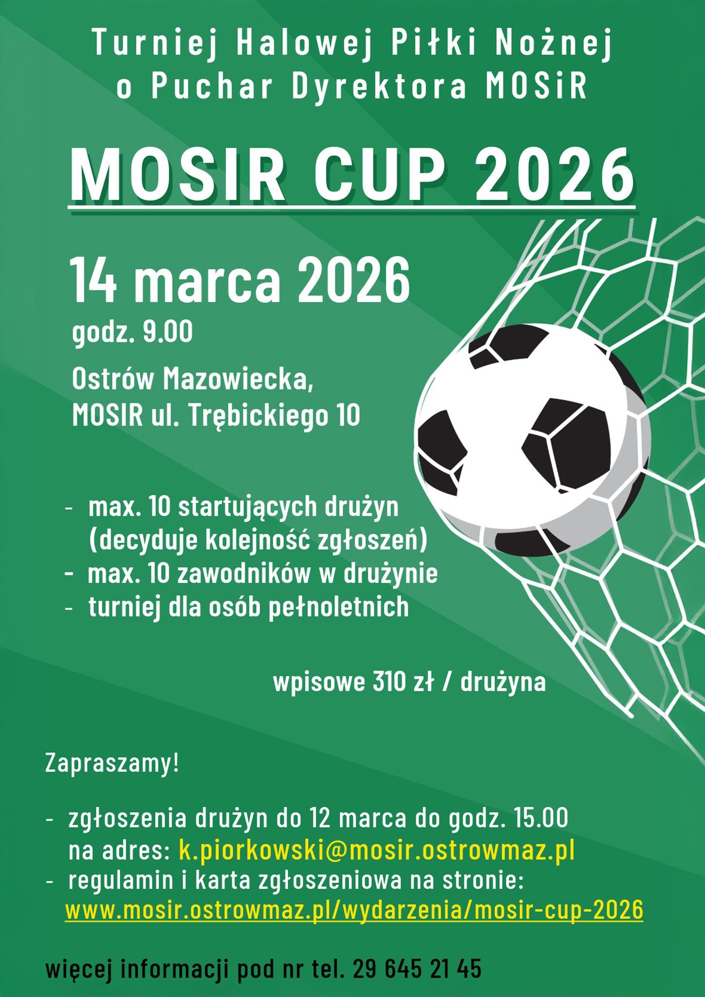 Turniej Halowej Piłki Nożnej „MOSiR CUP 2026”.