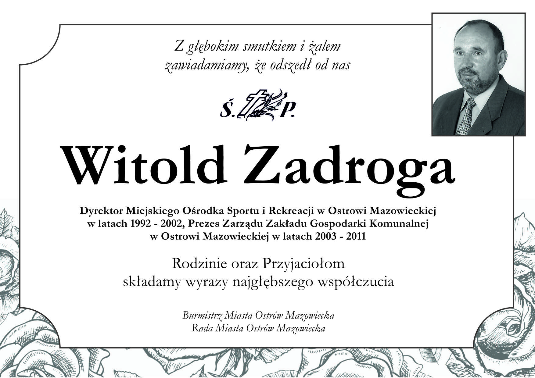 Nekrolog Witold Zadroga