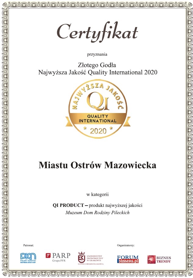 Certyfikat Złote Godło QI 2020