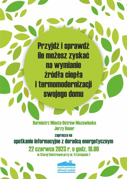 plakat spotkanie informacyjne z doradcą energetycznym