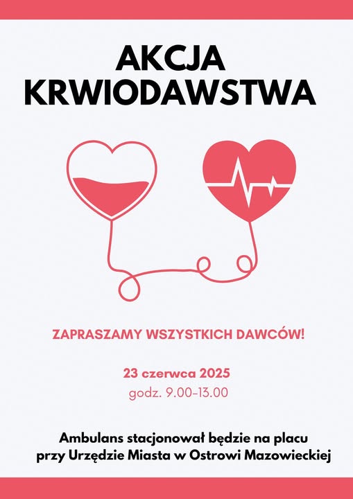 plakat z informacją o krwiodawstwie