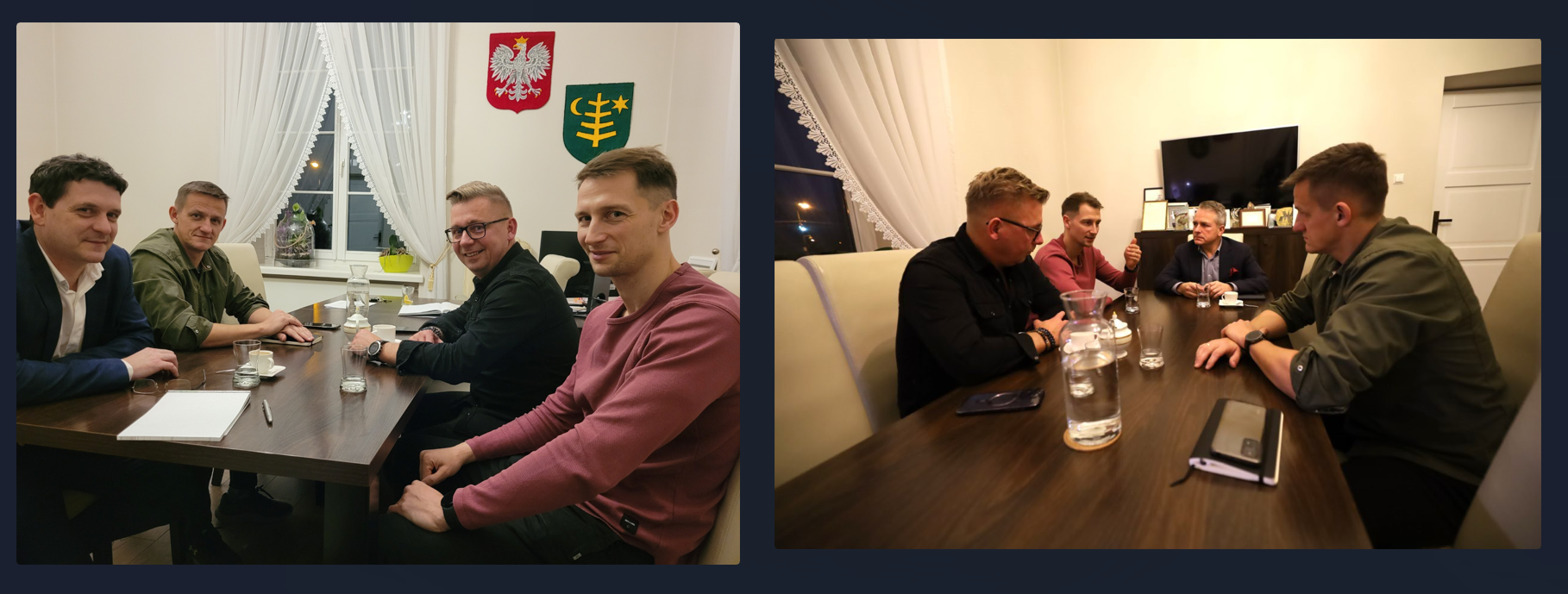 konsultacje szczegółów nowej oferty dla piłkarskiej młodzieży ostrowskich klubów z Mazowieckim Związkiem Piłki Nożnej Burmistrza Jerzego Bauera wraz z Zastępcą Danielem Choinką i gościem Danielem Gołębiewskim, zawodowym piłkarzem w sezonach 2008-2017