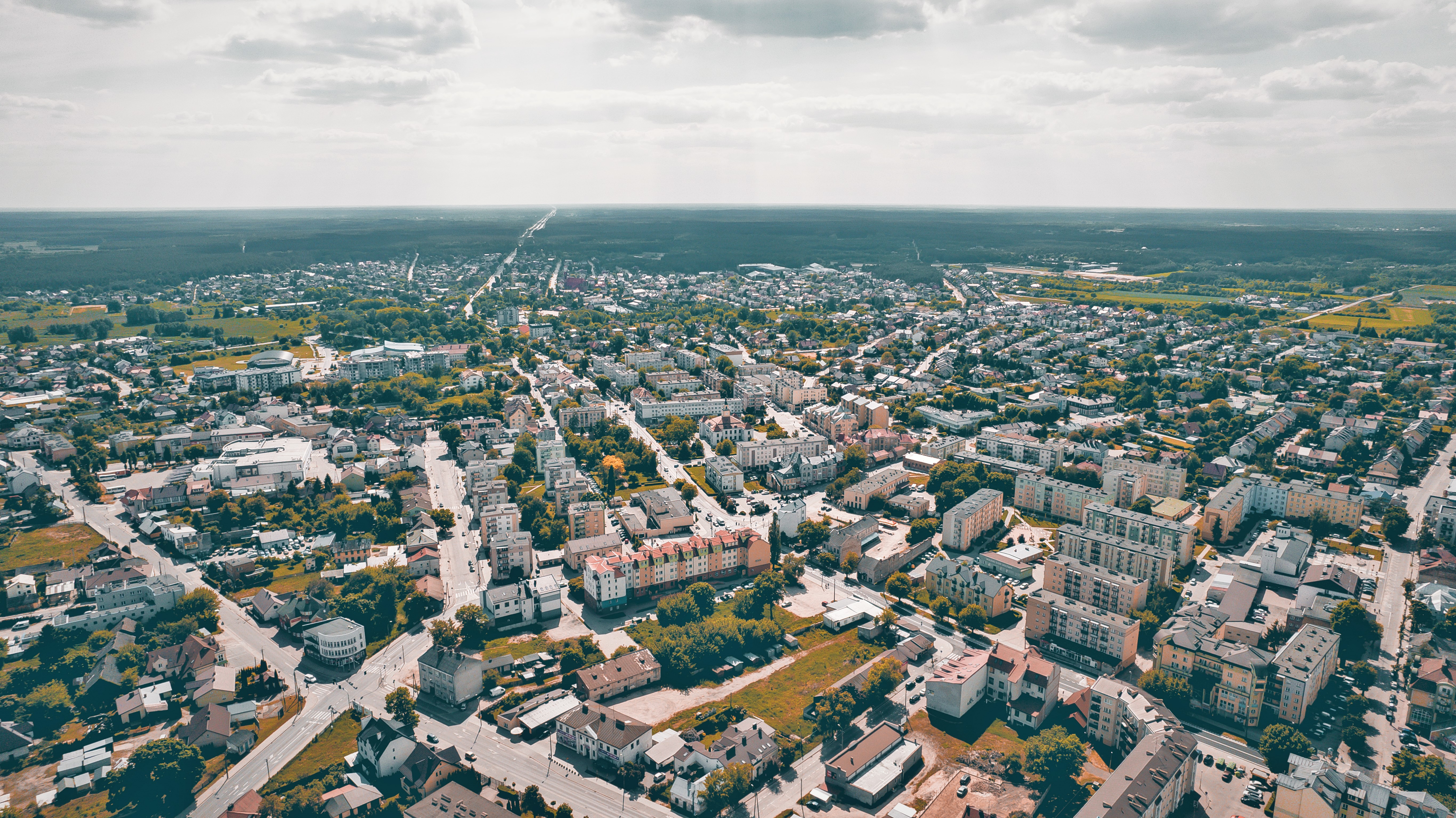 widok z lotu ptaka na miasto Ostrow Mazowiecka
