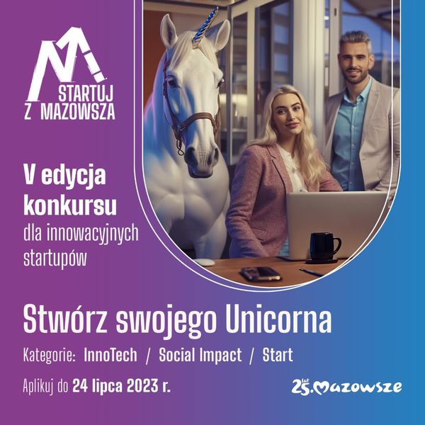 plakat KONKURS DLA STARTUPÓW STARTUJ Z MAZOWSZA