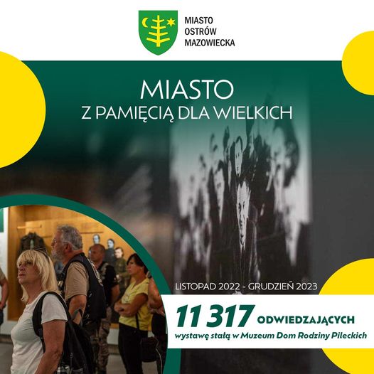 MIASTO OSTRÓW MAZOWIECKA MIASTO Z PAMIĘCIĄ DLA WIELKICH LISTOPAD 2022-GRUDZIEŃ 2023 11317 ODWIEDZAJĄCYCH wystawę stałą w Muzeum Dom Rodziny Pileckich