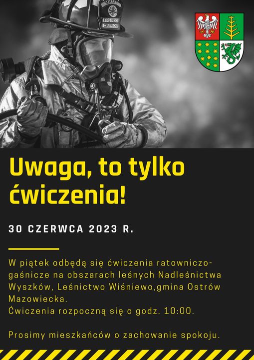 plakat ćwiczenia ratowniczo-gaśnicze na obszarach leśnych