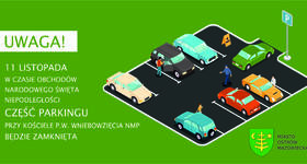 11 listopada parking przy kościele częściowo zamknięty