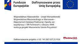 Projekt: „Mazowiecka Szkoła Przyszłości” uzyskał dofinansowanie oraz został zatwierdzony do realizacji na obszarze Regionu Mazowieckiego Regionalnego.