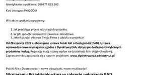 Spotkanie informacyjne dotyczące projektu „Dyrektywa EAA szkolenia i doradztwo dla przedsiębiorstw&quot;