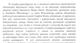 Oświadczenie Burmistrza Miasta Ostrów Mazowiecka