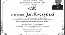 Zmarł Prof. dr hab. Jan Kaczyński