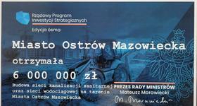 6 mln dofinansowania na budowę sieci kanalizacji sanitarnej oraz sieci wodociągowej na terenie Miasta Ostrów Mazowiecka