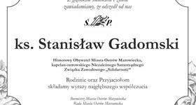 Zmarł ks. Stanisław Gadomski