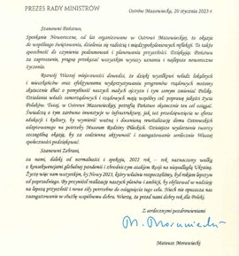 List od Prezesa Rady Ministrów
