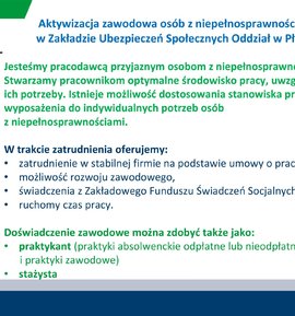 Aktywizacja zawodowa osób z niepełnosprawnościami w ZUS-ie