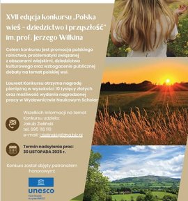 Startuje XVII edycja konkursu „Polska wieś – dziedzictwo i przyszłość” im. prof. Jerzego Wilkina!