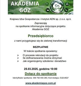 Zapraszamy na bezpłatne szkolenia i doradztwo w ramach Akademii GOZ