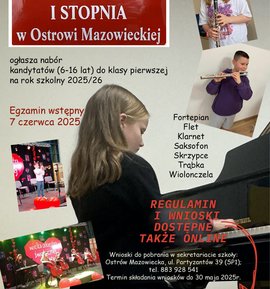 Rekrutacja do Samorządowej Szkoły Muzycznej I stopnia w Ostrowi Mazowieckiej